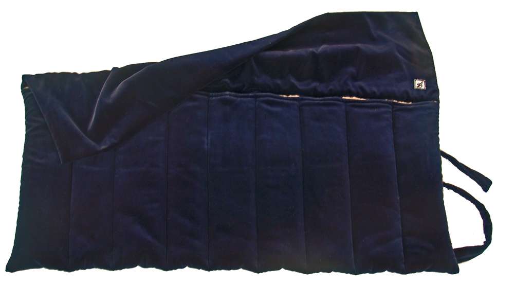 Kurz-Lange, flute roll bag, 9 pieces made of velvet, night blue