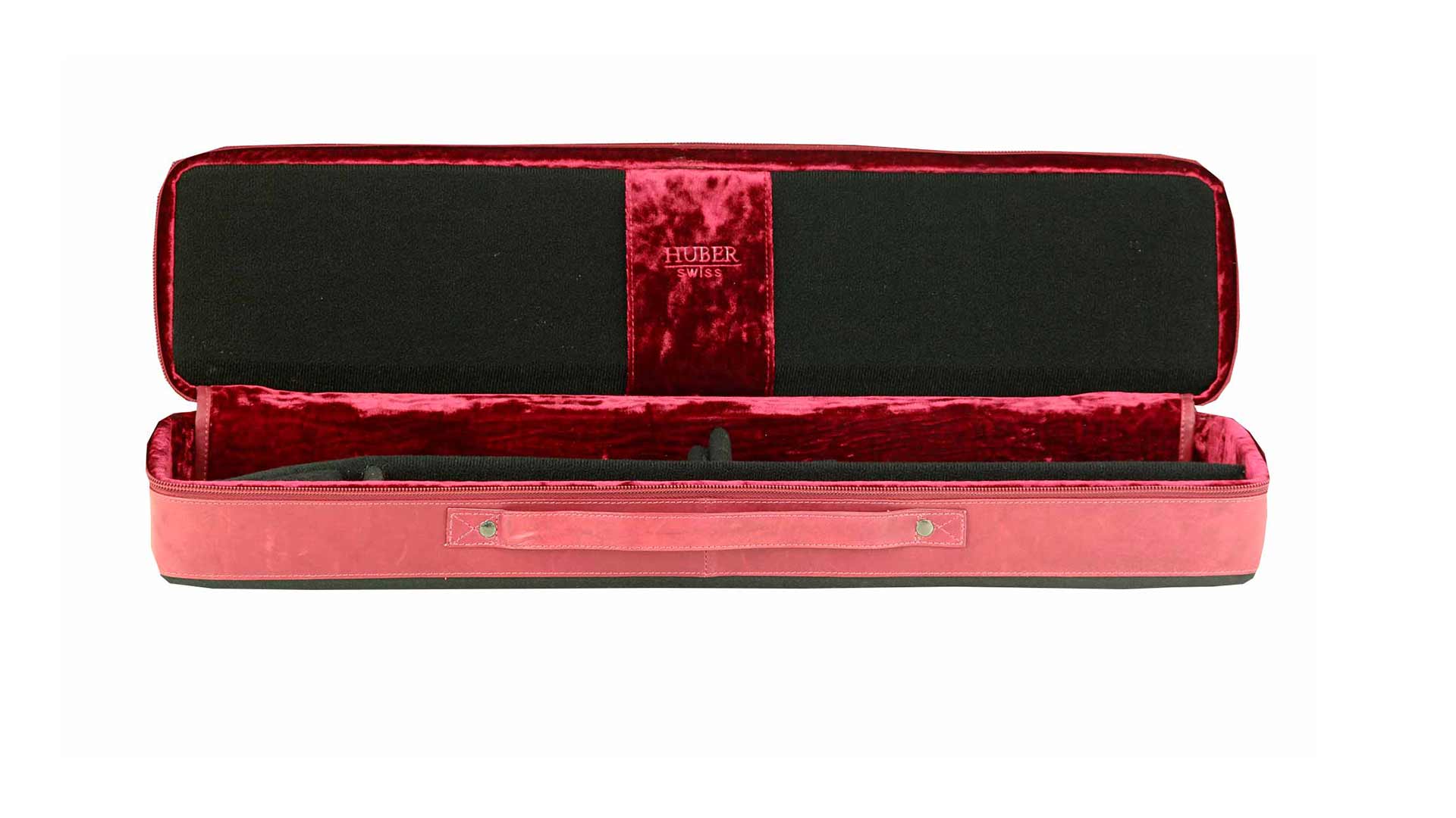Huber, bass shaped case, red-black