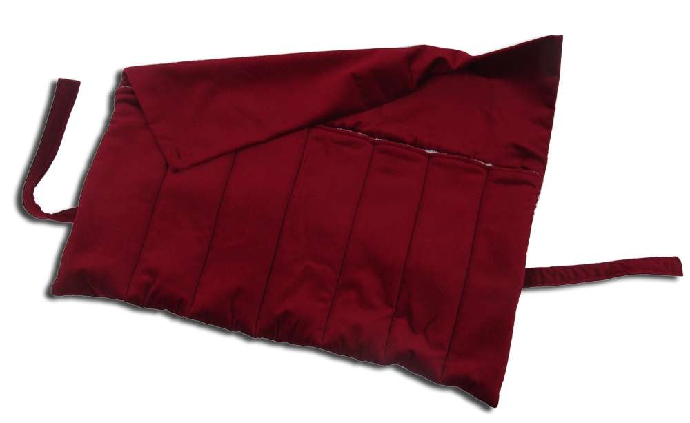 Kurz-Lange, flute roll bag, 7-piece velvet, venetian red