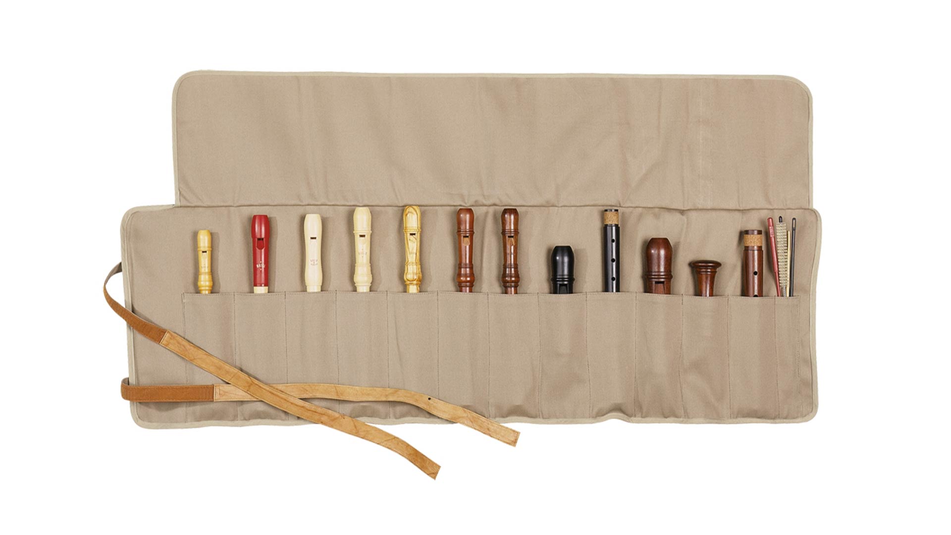 Moeck, canvas roll bag, 12 compartments for 4-7 instruments