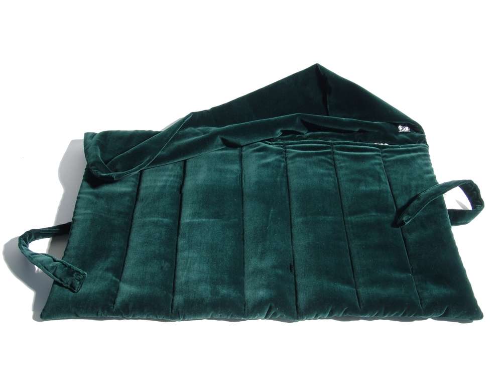 Kurz-Lange, flute roll bag, 7-piece velvet, pine green