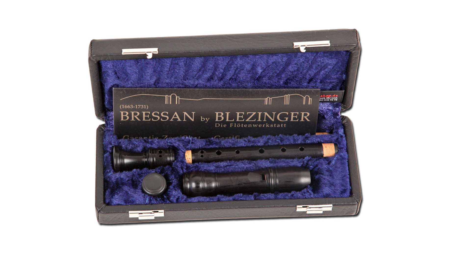 Bressan by Blezinger, soprano in c'', baroque double hole, 442 Hz, grenadilla