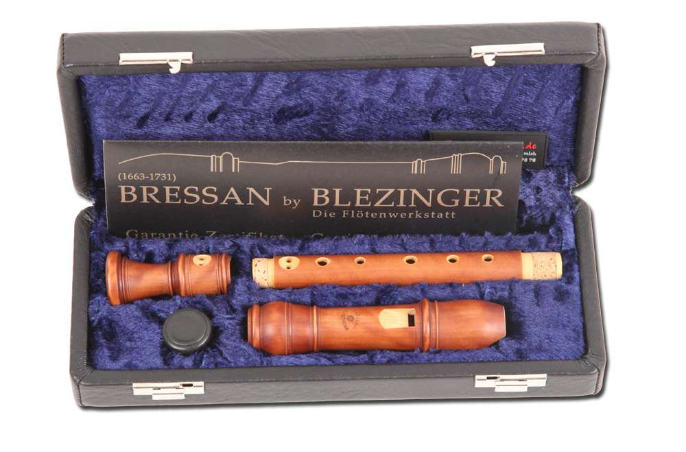 Bressan by Blezinger, soprano in c'', baroque double hole, 442 Hz, Brazilian boxwood stained
