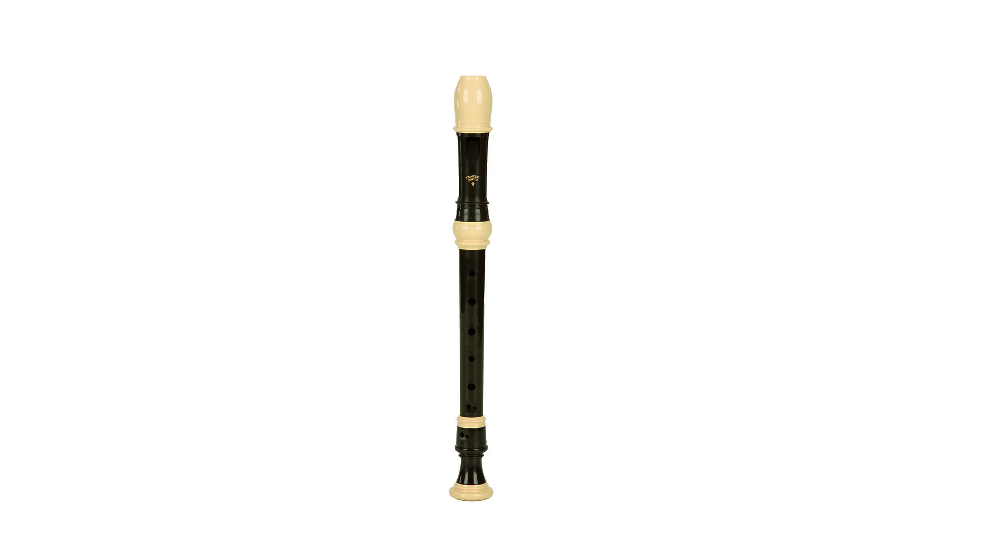 Zen On, "Stanesby", soprano in c``, baroque double hole, 442 Hz, plastic with white trim rings