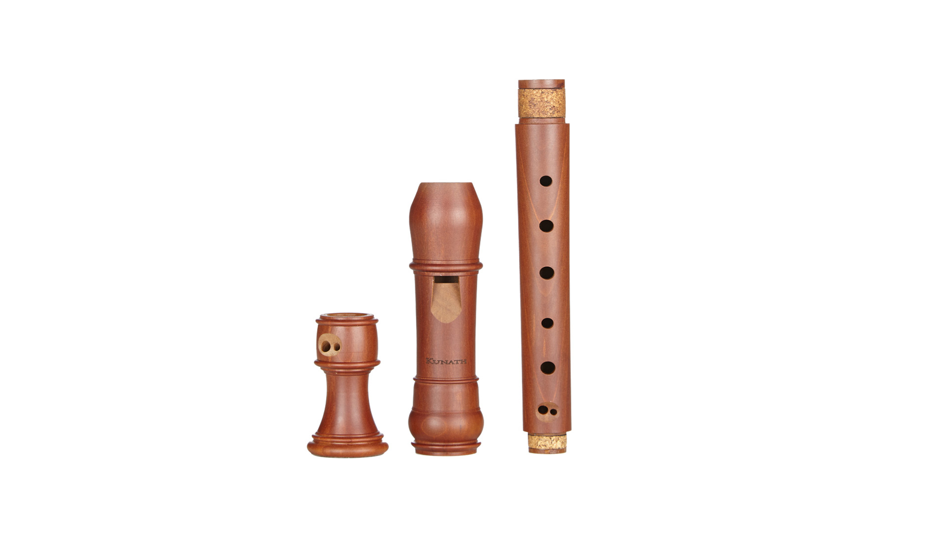 Kunath, "Flautina", soprano in c'', baroque double hole, 442 Hz, 3 parts, pearwood stained