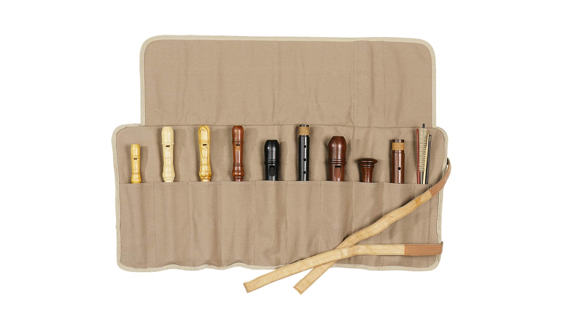 Moeck, canvas roll bag, 9 compartments for 3-5 instruments