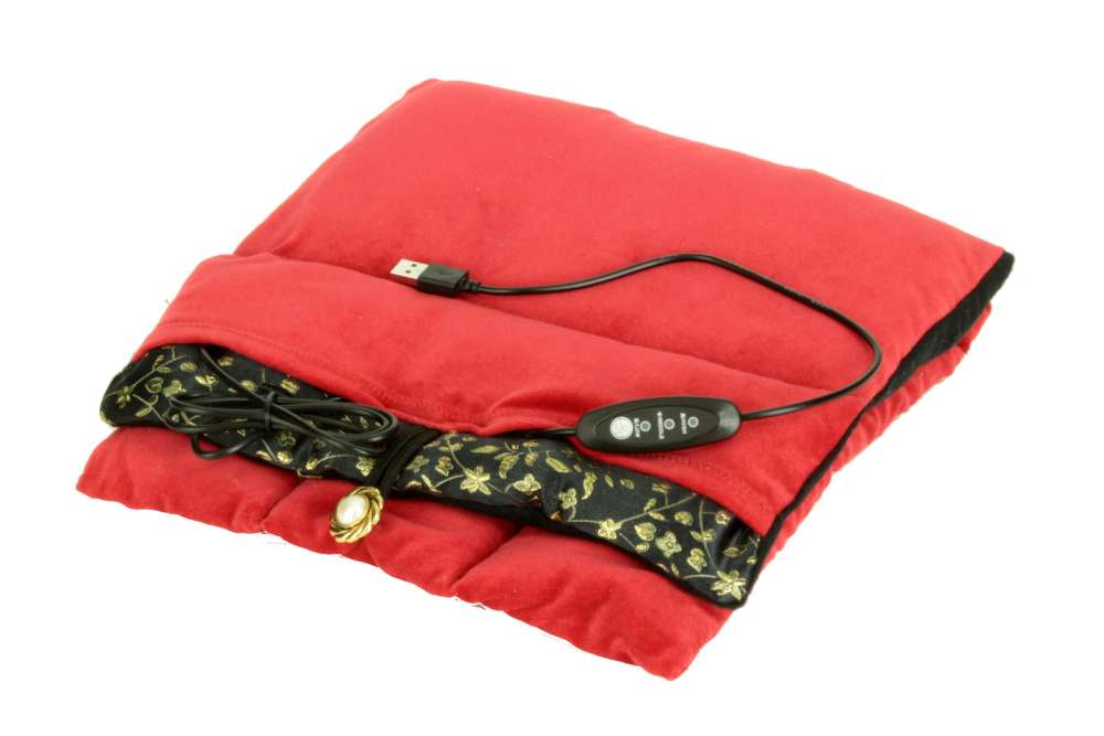 Heated flute bag, 3-piece made of velvet, cherry red